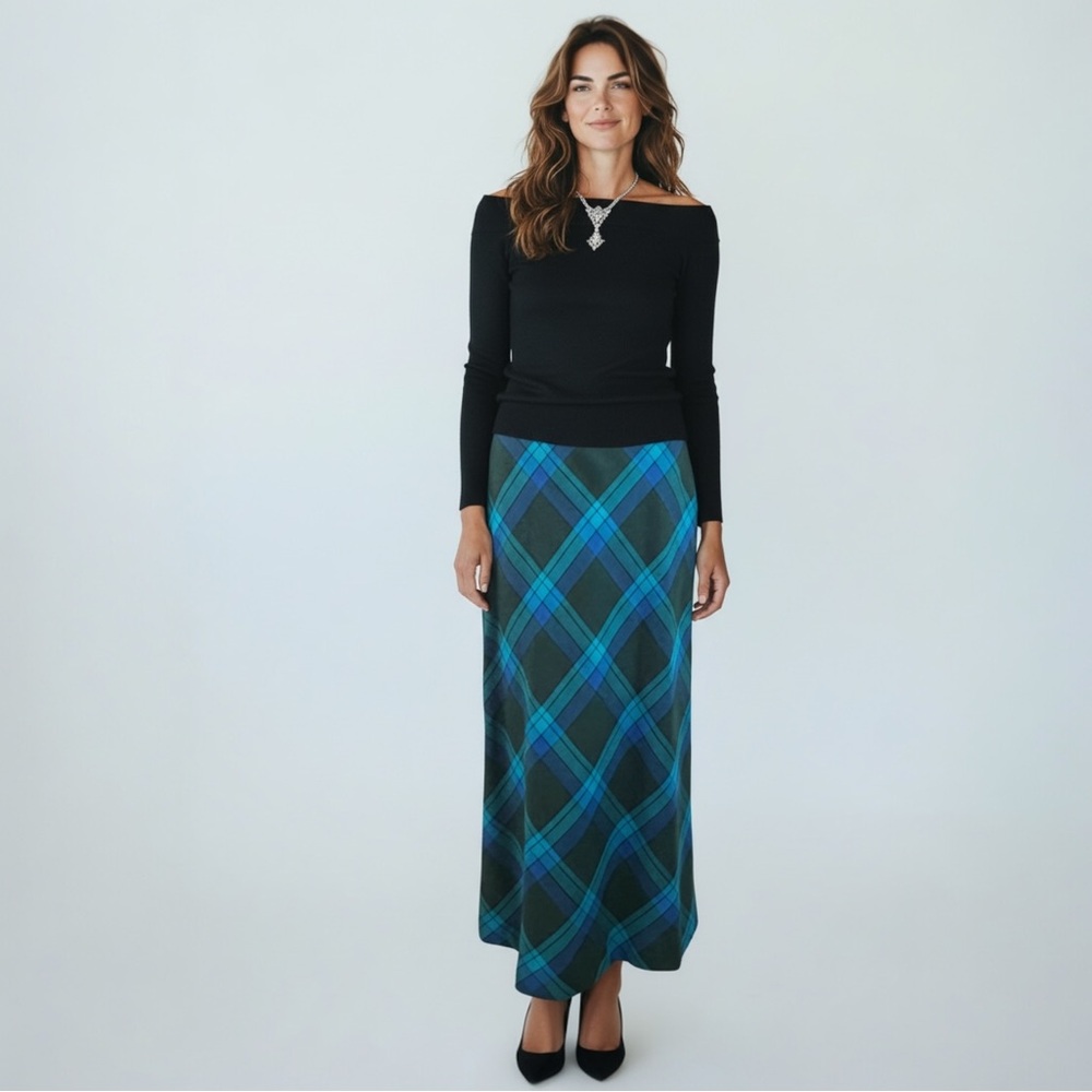 Classic Bias Cut A-line Tartan Maxi Skirt